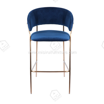 Stainless steel titanium blue linen bar stool